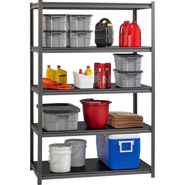 Image of Lorell Shelving, 5-Shelf, Steel, 3200 lb Cap, 48"x24"x72", Black