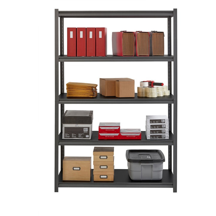 Image of Lorell Shelving, 5-Shelf, Steel, 3200 lb Cap, 48"x24"x72", Black