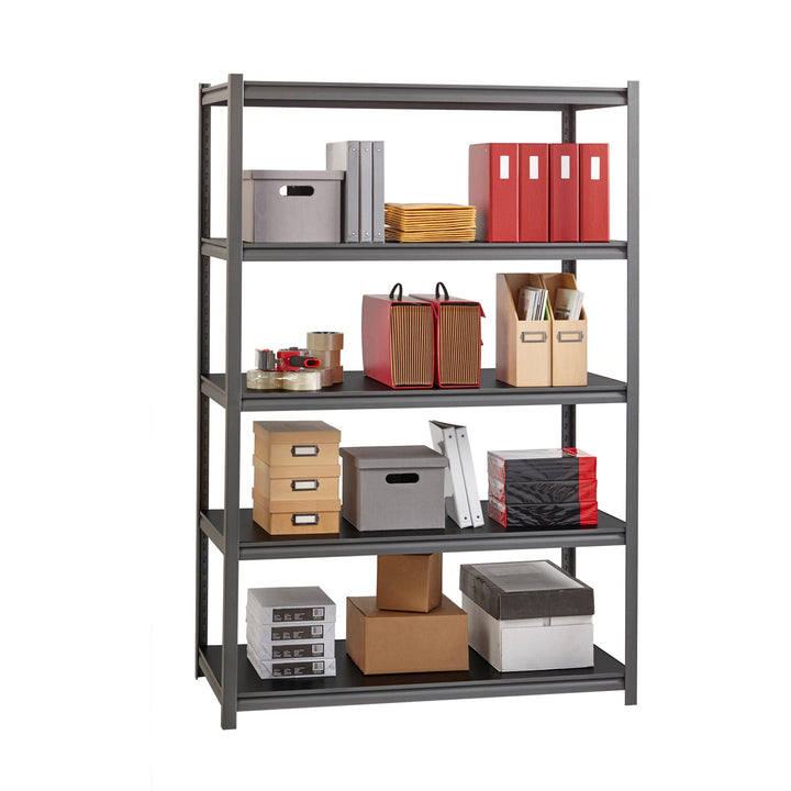 Image of Lorell Shelving, 5-Shelf, Steel, 3200 lb Cap, 48"x24"x72", Black