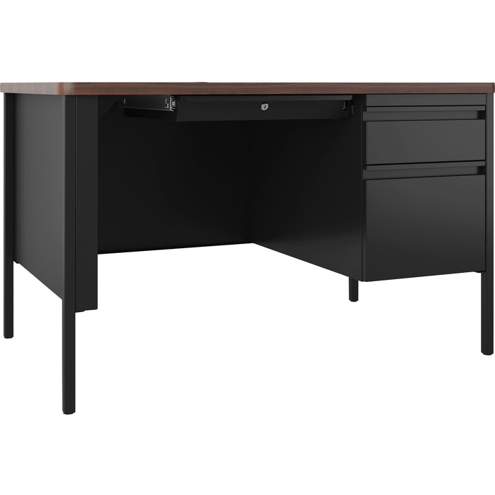 Image of Lorell Desk, Right-Pedestal, 48"x30"x29-1/2", Walnut/Black