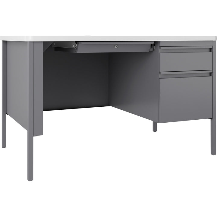 Image of Lorell Desk, Right-Pedestal, 48"x30"x29-1/2", White/Platinum