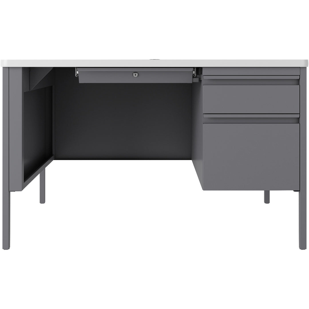 Image of Lorell Desk, Right-Pedestal, 48"x30"x29-1/2", White/Platinum