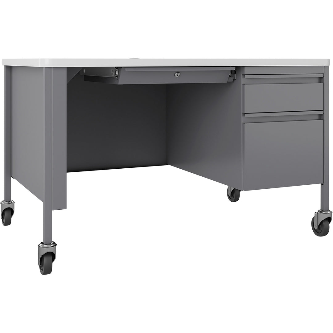 Image of Lorell 66944 Fortress Series 48" Mobile Right-Pedestal Teachers Desk