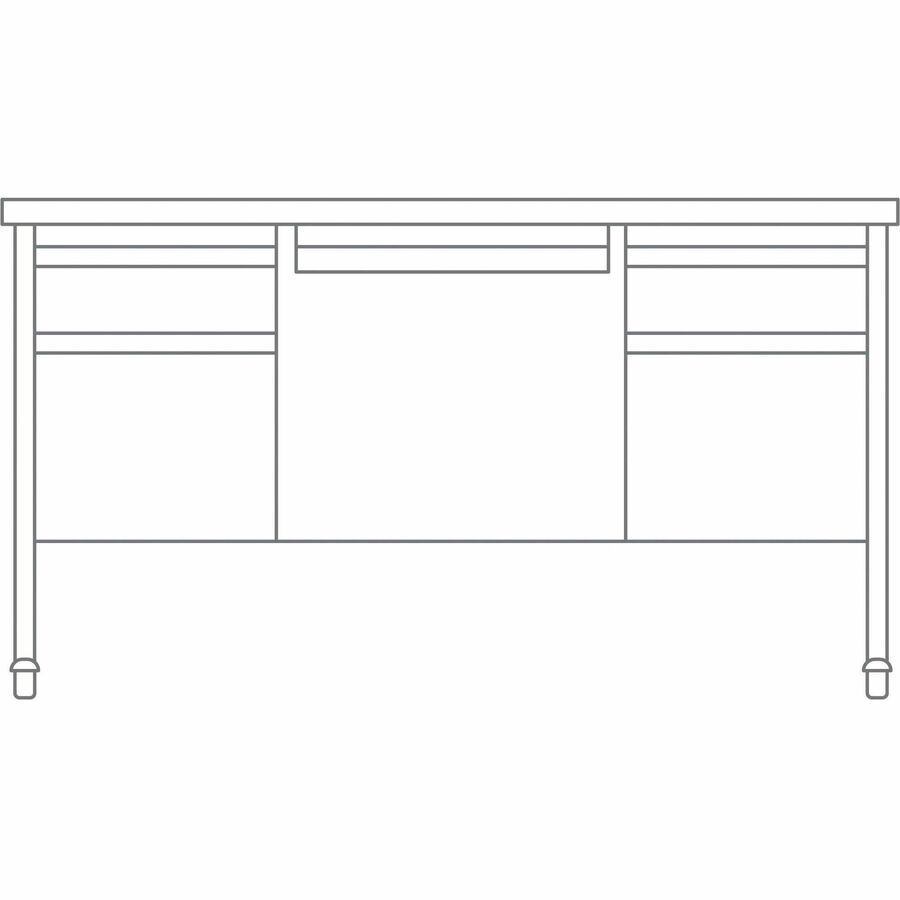 Image of Lorell Desk, Double-Pedestal, Mobile, 60"x30"x29-1/2", Walnut/BK