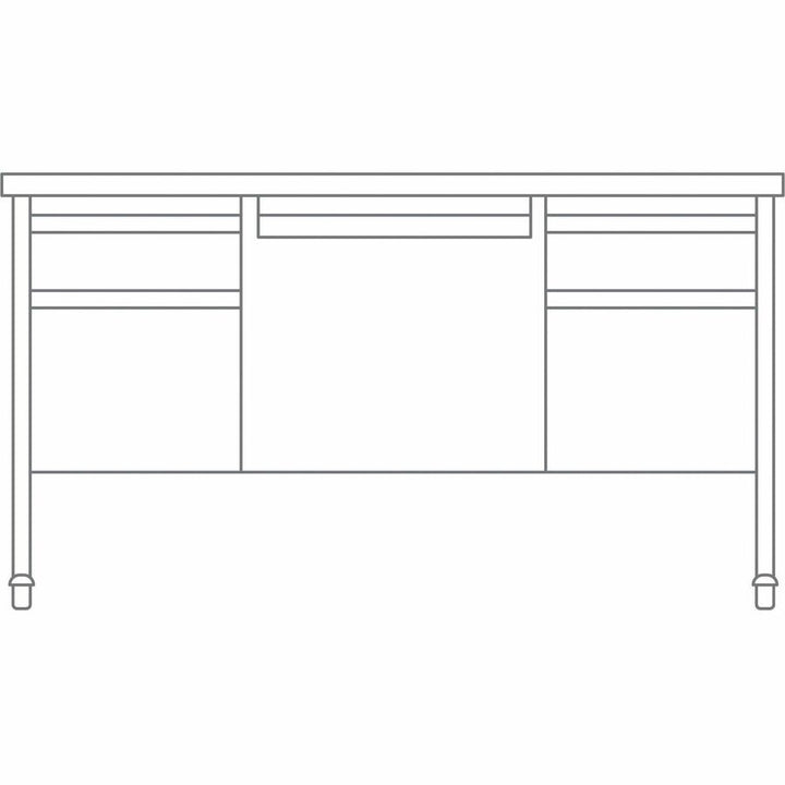 Image of Lorell Desk, Double-Pedestal, Mobile, 60"x30"x29-1/2", Walnut/BK