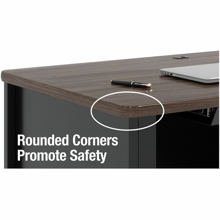 Image of Lorell Desk, Double-Pedestal, Mobile, 60"x30"x29-1/2", Walnut/BK