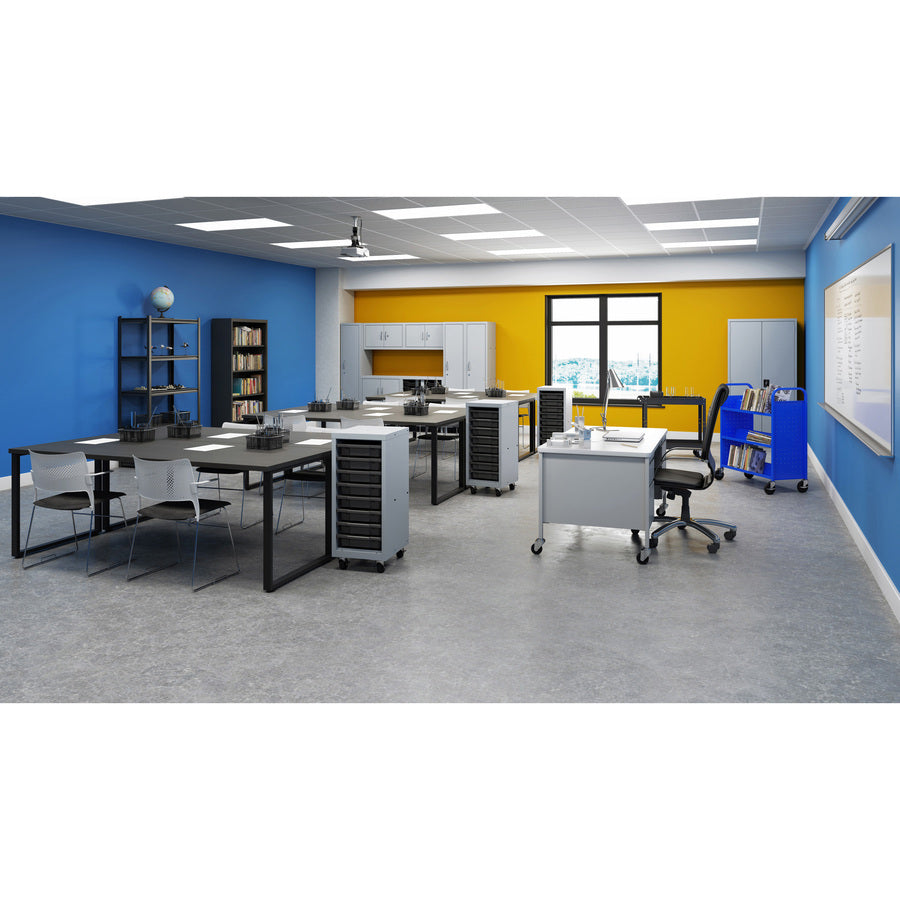 Image of Lorell Desk, Double-Pedestal, Mobile, 60"x30"x29-1/2", WE/Platinum