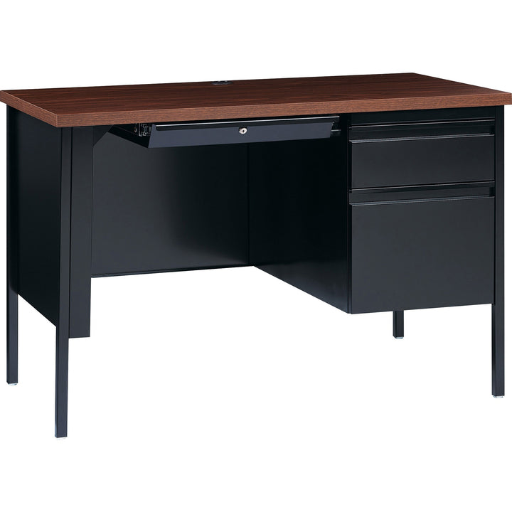 Image of Lorell Desk, Right-Pedestal, Steel, 45-1/2"x24"x29-1/2", Walnut/BK