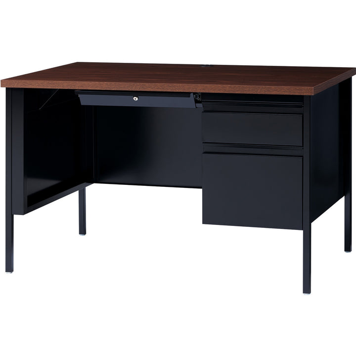 Image of Lorell Desk, Right-Pedestal, Steel, 45-1/2"x24"x29-1/2", Walnut/BK