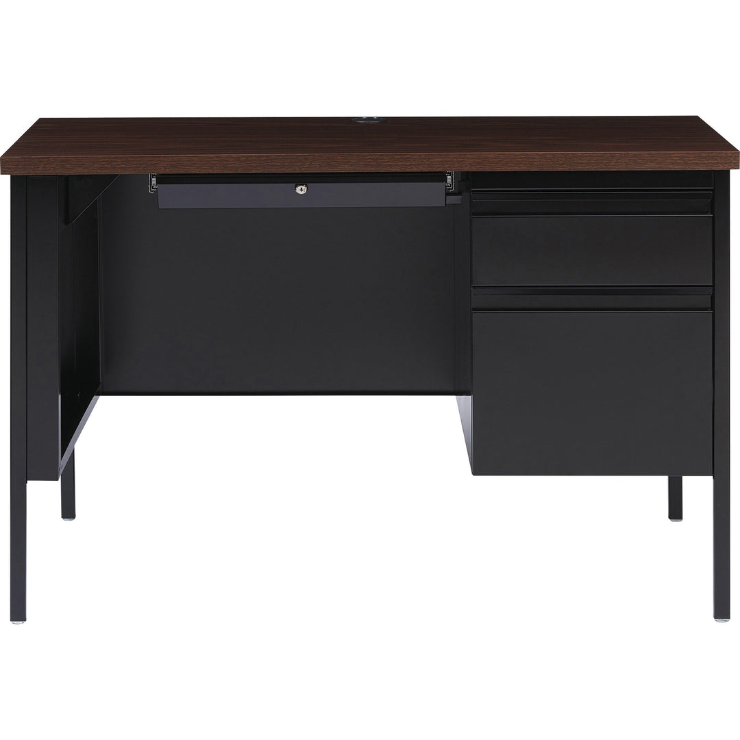 Image of Lorell Desk, Right-Pedestal, Steel, 45-1/2"x24"x29-1/2", Walnut/BK