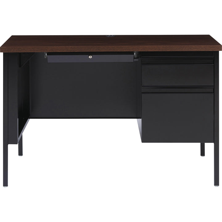 Image of Lorell Desk, Right-Pedestal, Steel, 45-1/2"x24"x29-1/2", Walnut/BK