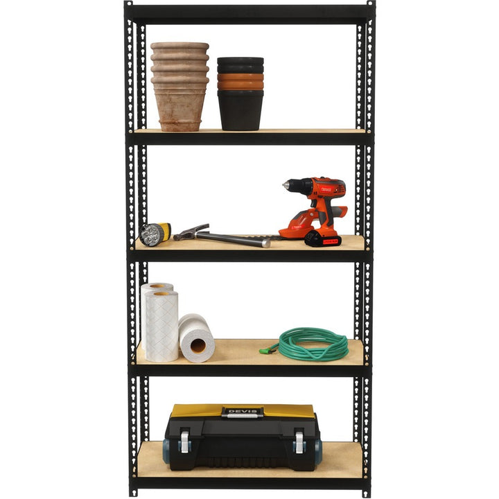 Image of Lorell Shelving, Riveted, Steel, 30"x12"x60", Black
