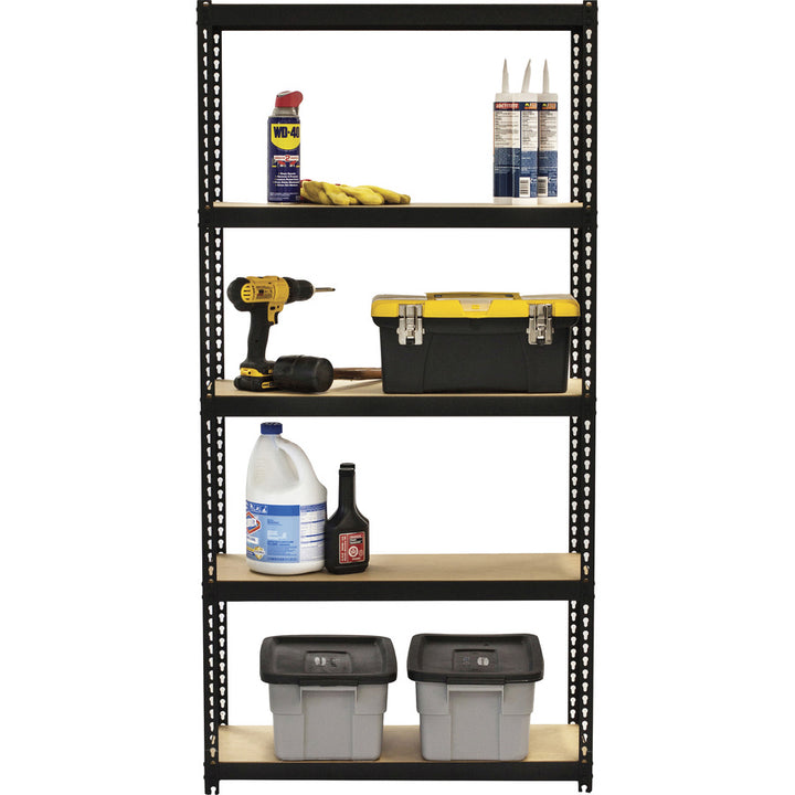 Image of Lorell Shelving, Riveted, Steel, 30"x12"x60", Black