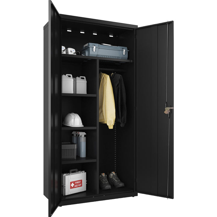 Image of Lorell Wardrobe, Double Door, Lockable, 36"Wx18"Lx72"H, Black