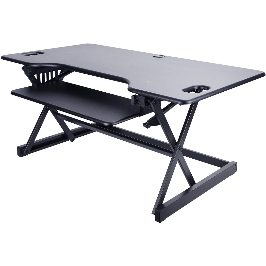 Image of Lorell Desk Riser, Adjustable, 45 lb Cap, 46"x24"x20", Black
