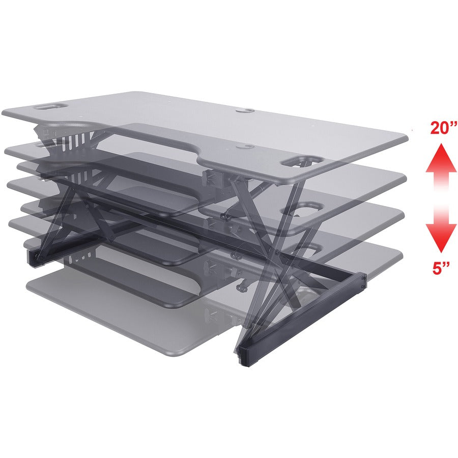 Image of Lorell Desk Riser, Adjustable, 45 lb Cap, 46"x24"x20", Black