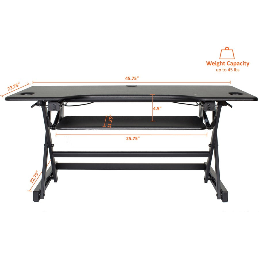 Image of Lorell Desk Riser, Adjustable, 45 lb Cap, 46"x24"x20", Black