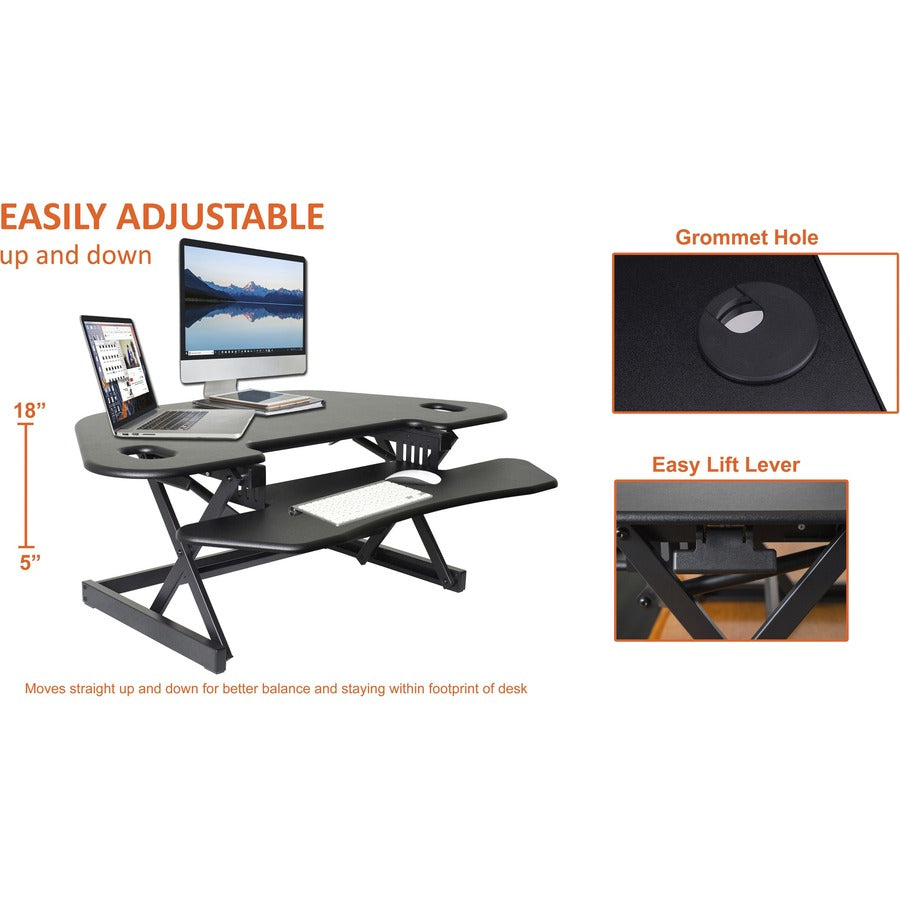 Image of Lorell Corner Desk Riser, Adjustable, 45-3/5"Wx31"Lx18-1/10"H, BK