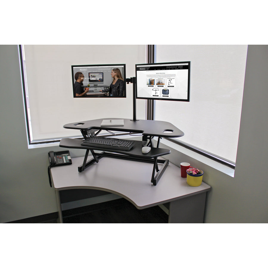 Image of Lorell Corner Desk Riser, Adjustable, 45-3/5"Wx31"Lx18-1/10"H, BK