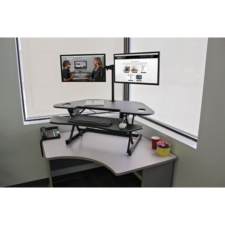 Image of Lorell Corner Desk Riser, Adjustable, 45-3/5"Wx31"Lx18-1/10"H, BK