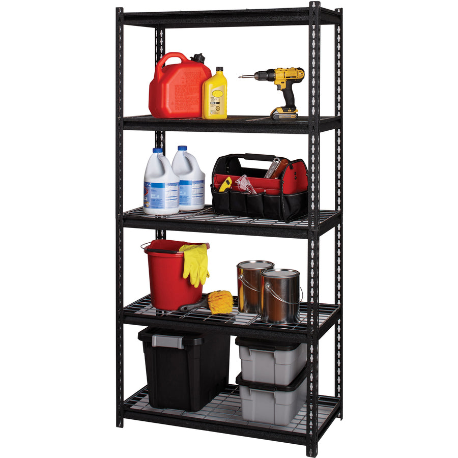 Image of Lorell Shelving, Wire, Boltless, 2300 lb. Cap, 36"x18"x72", Black
