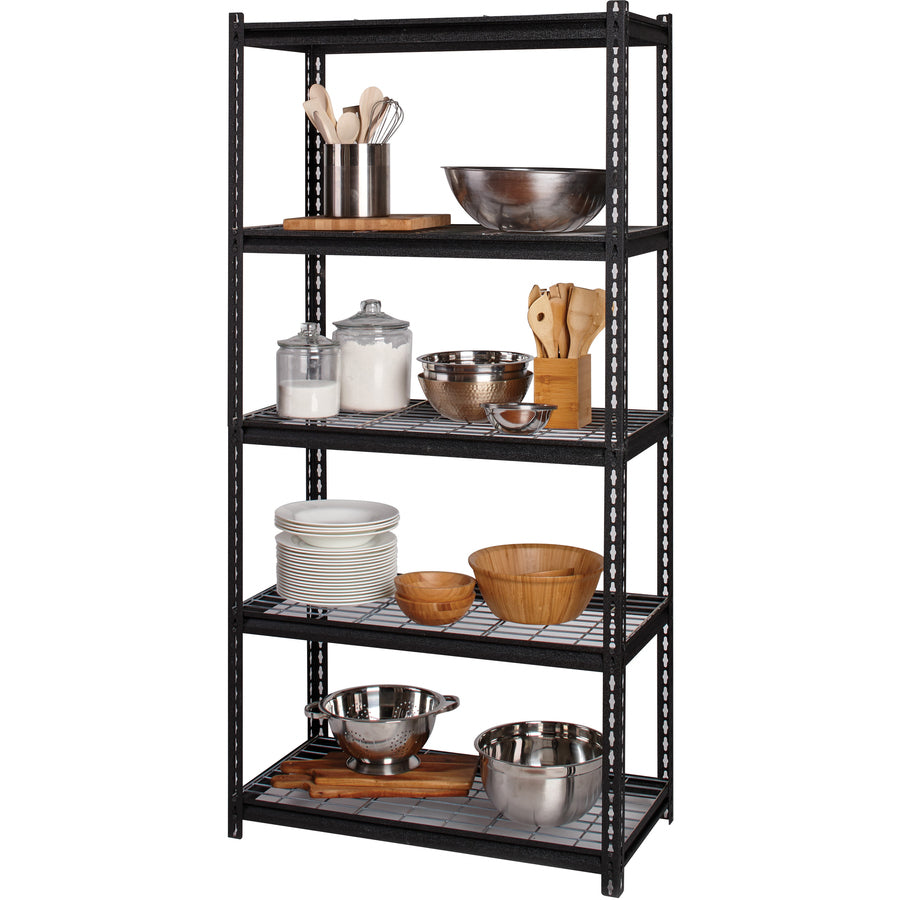 Image of Lorell Shelving, Wire, Boltless, 2300 lb. Cap, 36"x18"x72", Black