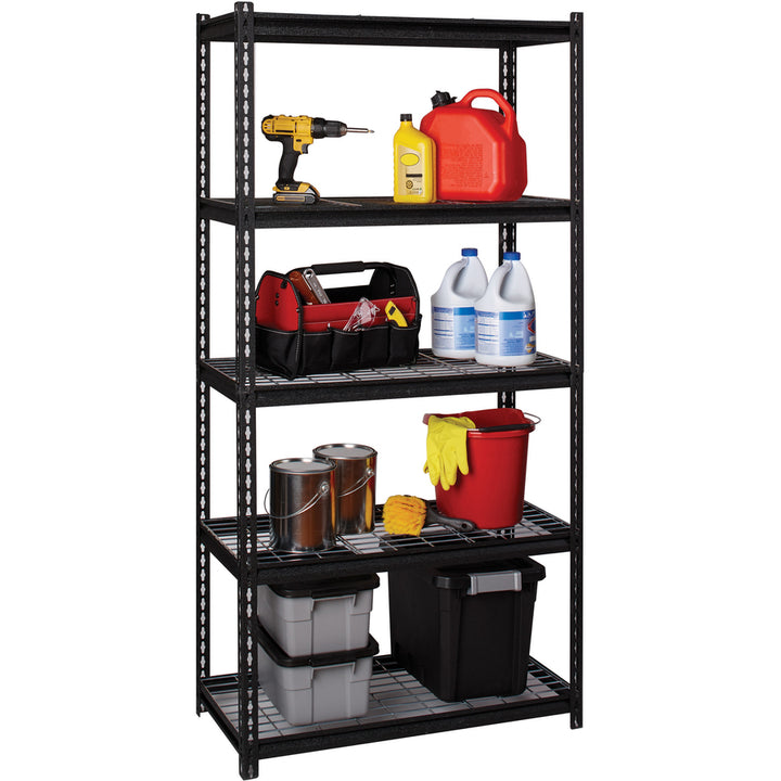 Image of Lorell Shelving, Wire, Boltless, 2300 lb. Cap, 36"x18"x72", Black