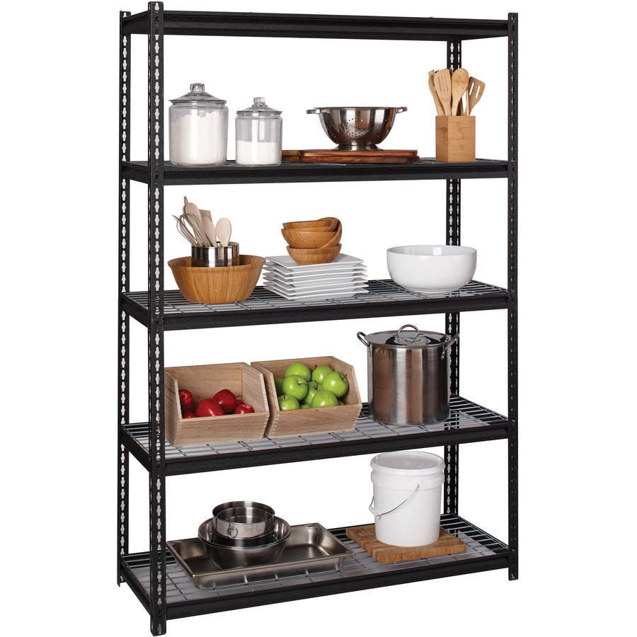 Image of Lorell Shelving, Wire, Boltless, 2300 lb. Cap, 48"x18"x72", Black