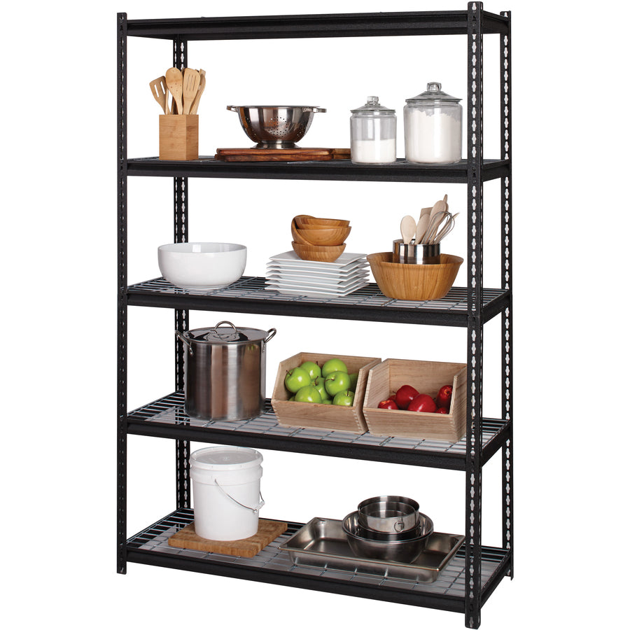Image of Lorell Shelving, Wire, Boltless, 2300 lb. Cap, 48"x18"x72", Black