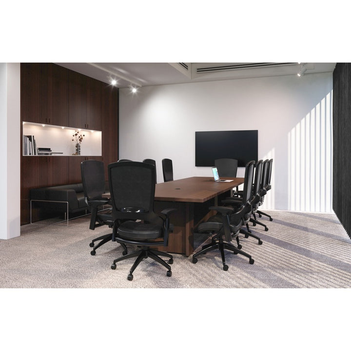 Image of Lorell Base w/Wire Management Door, 24"x8"x28", Mahogany