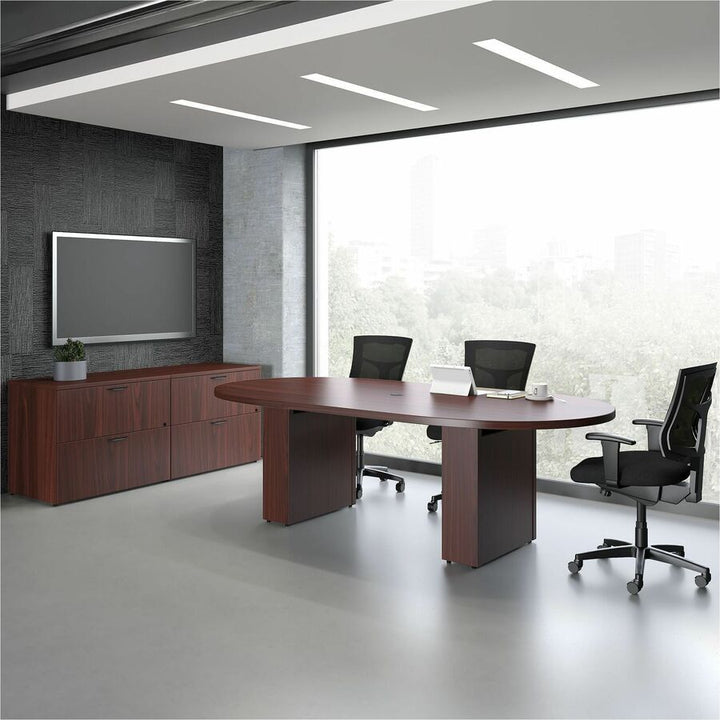 Image of Lorell Tabletop, Racetrack, Standalone, 96"x48"x1-1/2", Mahogany