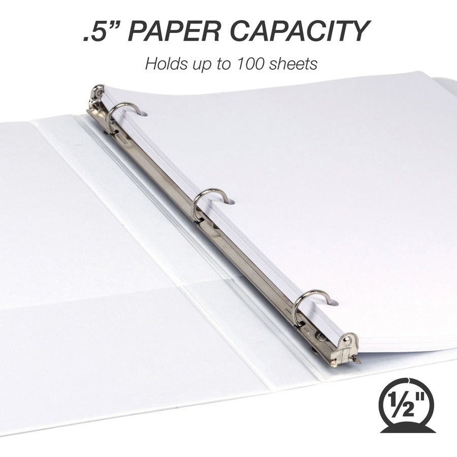 Image of Samsill® Economy Round Ring View Binders, 3 Rings, 0.5" Capacity, 11.5 x 8.5, White, 12/Carton