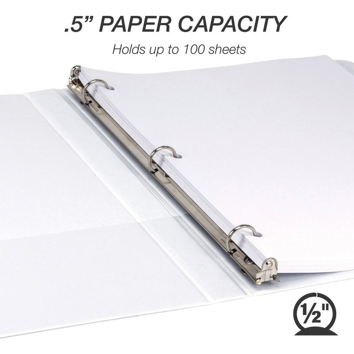 Image of Samsill® Economy Round Ring View Binders, 3 Rings, 0.5" Capacity, 11.5 x 8.5, White, 12/Carton