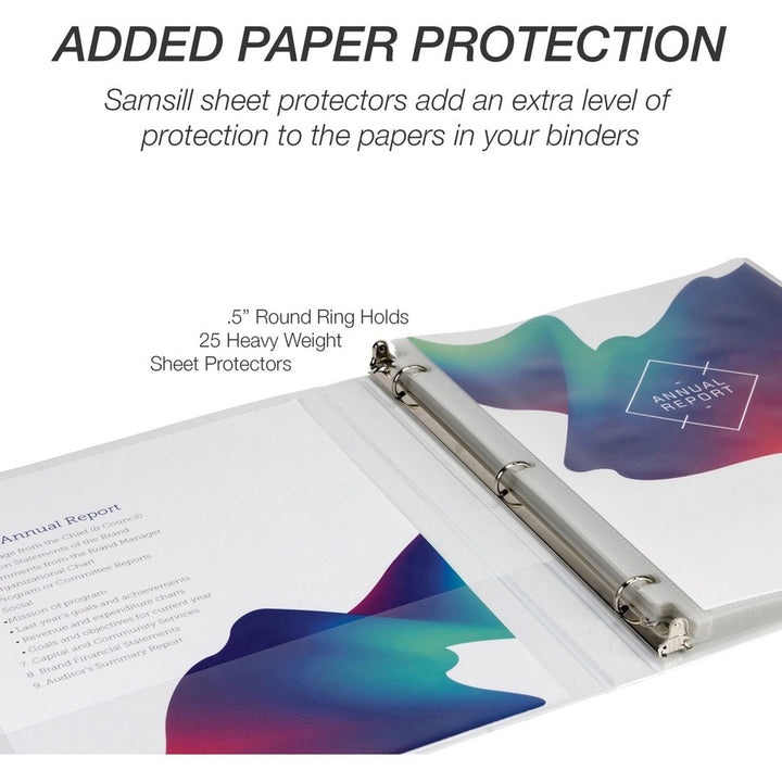 Image of Samsill® Economy Round Ring View Binders, 3 Rings, 0.5" Capacity, 11.5 x 8.5, White, 12/Carton
