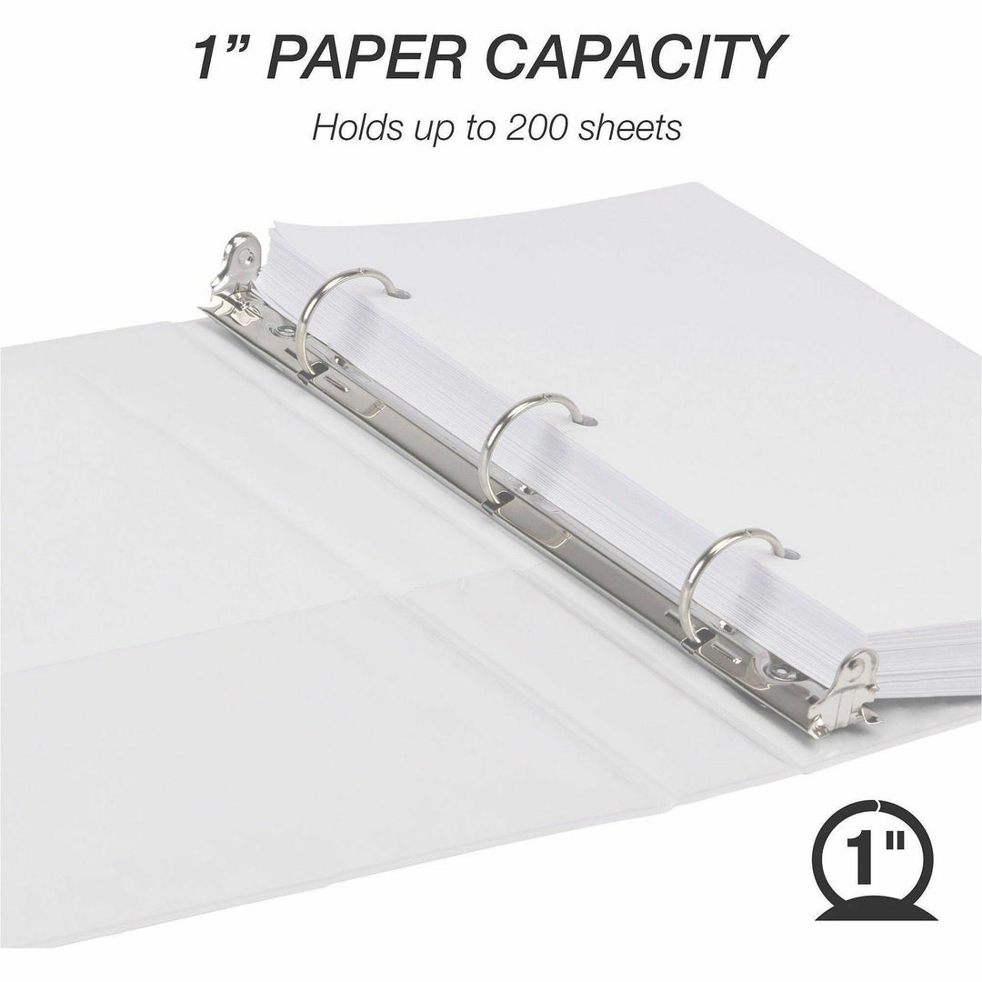 Image of Samsill® Economy Round Ring View Binders, 3 Rings, 1" Capacity, 8.5 x 5.5, White, 6/Carton