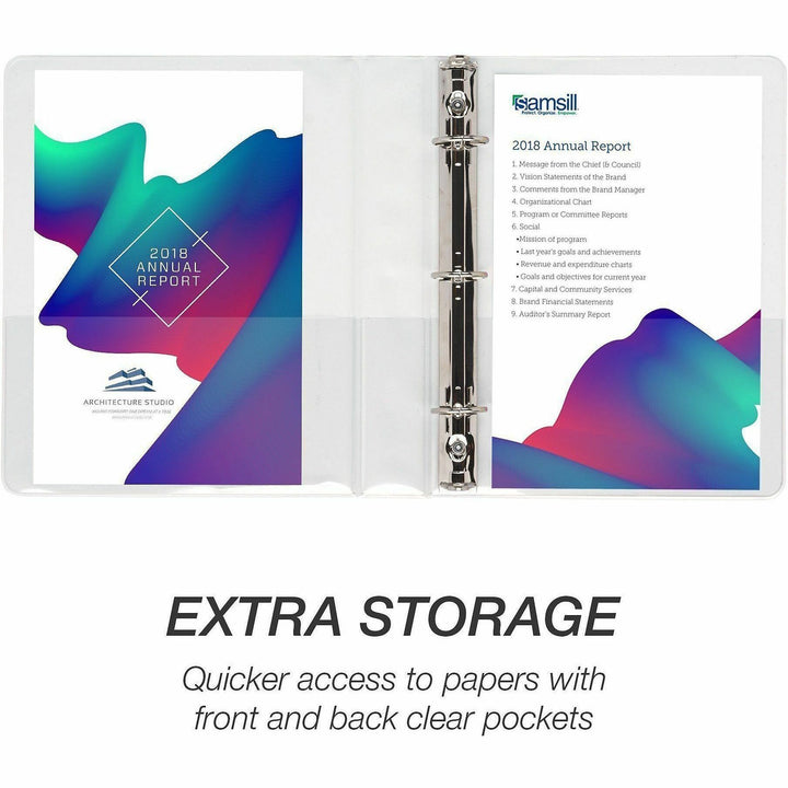 Image of Samsill® Economy Round Ring View Binders, 3 Rings, 1" Capacity, 8.5 x 5.5, White, 6/Carton
