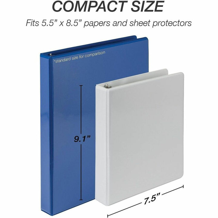 Image of Samsill® Economy Round Ring View Binders, 3 Rings, 1" Capacity, 8.5 x 5.5, White, 6/Carton