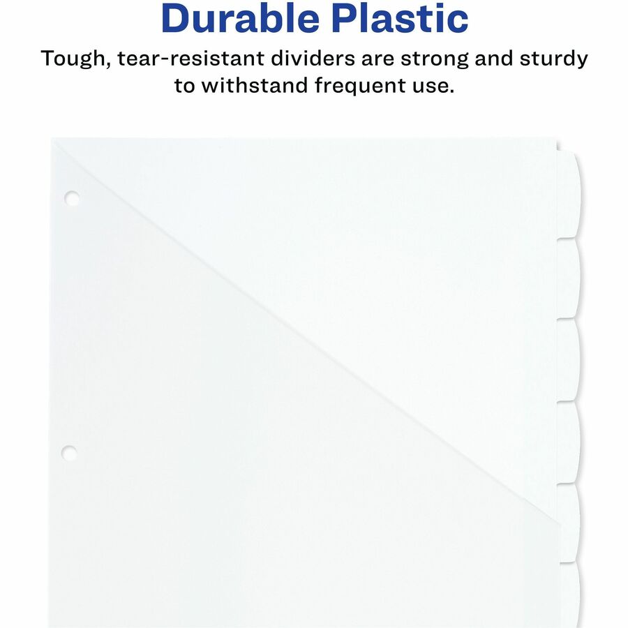 Image of Avery® Write and Erase Durable Plastic Dividers with Straight Pocket, 8-Tab, 11.13 x 9.25, White, 1 Set