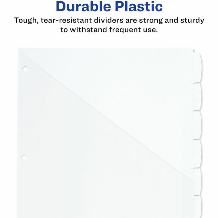 Image of Avery® Write and Erase Durable Plastic Dividers with Straight Pocket, 8-Tab, 11.13 x 9.25, White, 1 Set