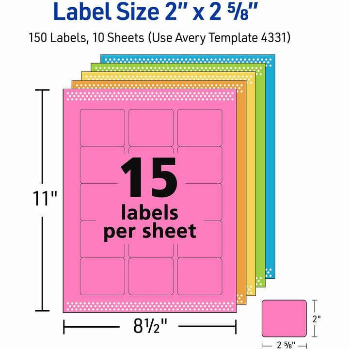 Avery Printable Color Labels With Sure Feed And Easy Peel... AB1Supply