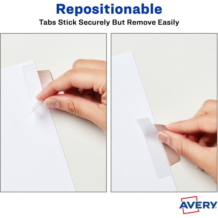 Image of Avery® Tabs, Repositionable, 2-Sided, 2-1/2"x1", 24/PK, Metallics