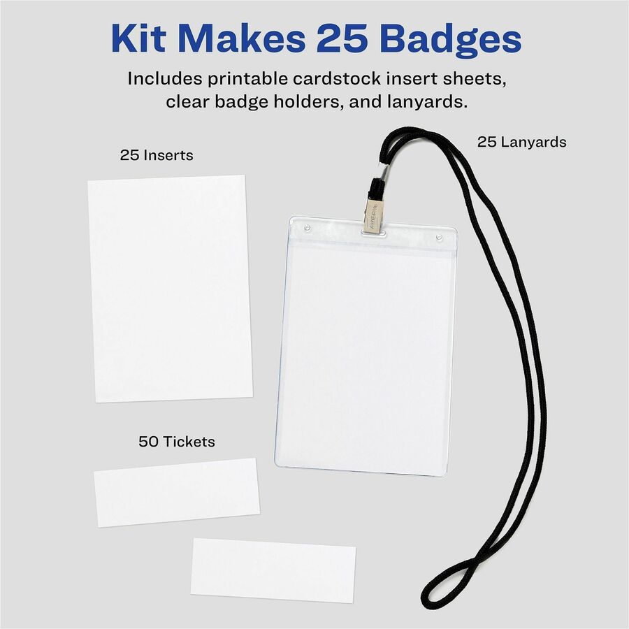 Image of Avery® Lanyard-Style Badge Holder W/laser/inkjet Inserts, Top Load, 4.25 X 6, We, 25/pk