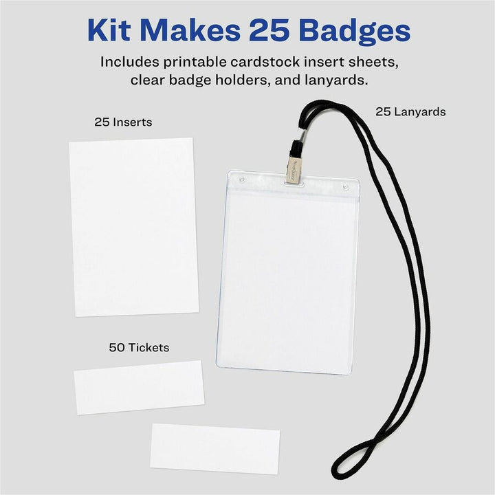 Image of Avery® Lanyard-Style Badge Holder W/laser/inkjet Inserts, Top Load, 4.25 X 6, We, 25/pk