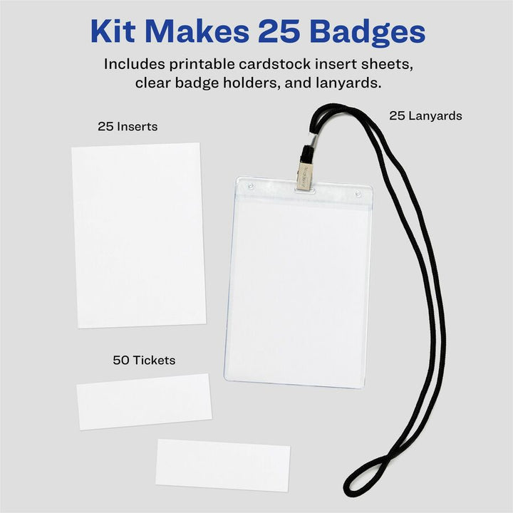Image of Avery® Lanyard-Style Badge Holder W/laser/inkjet Inserts, Top Load, 4.25 X 6, We, 25/pk