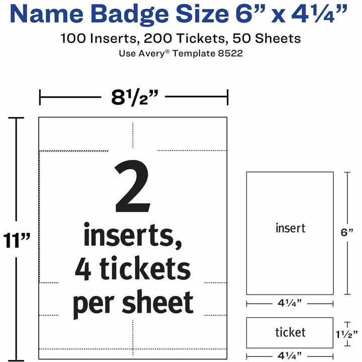 Image of Avery® 8522 Vertical Name Badge and Ticket Insertsfor Laser and Inkjet Printers