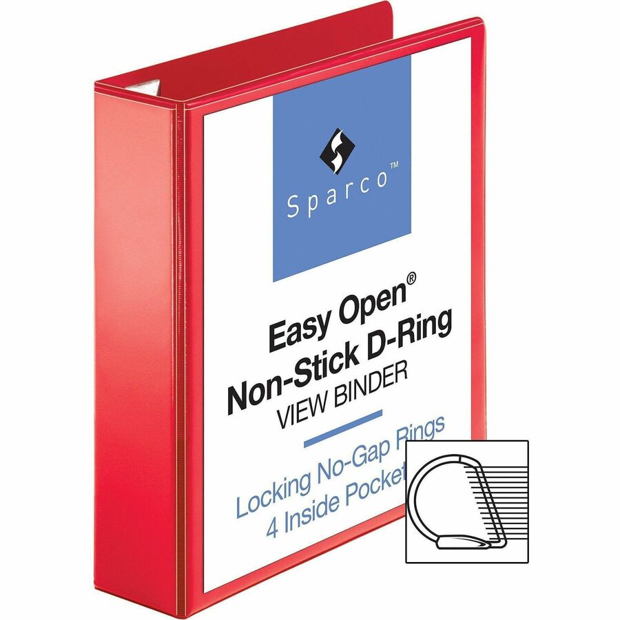 Image of Business Source View Binder, D-ring, 2" Capacity, 8-1/2"x11", Red