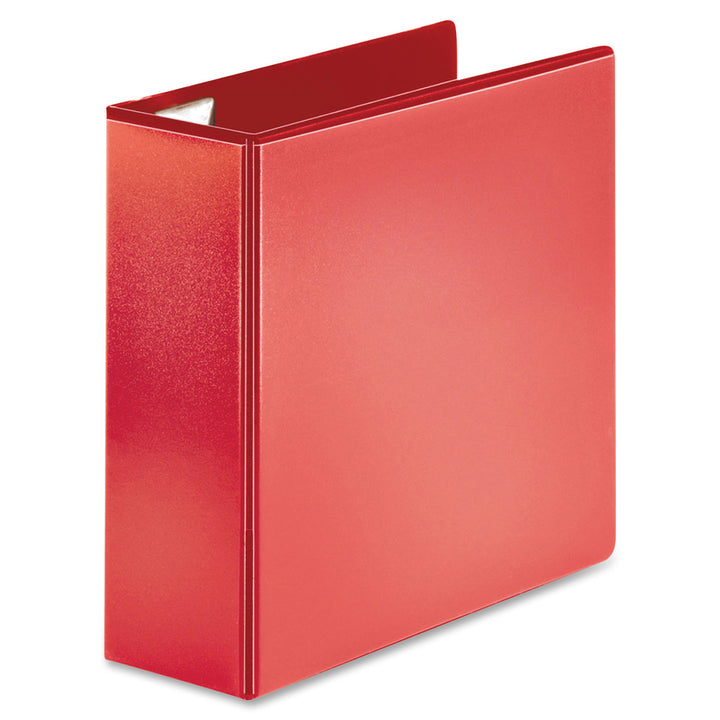 Image of Business Source View Binder, D-ring, 4" Capacity, 8-1/2"x11", Red