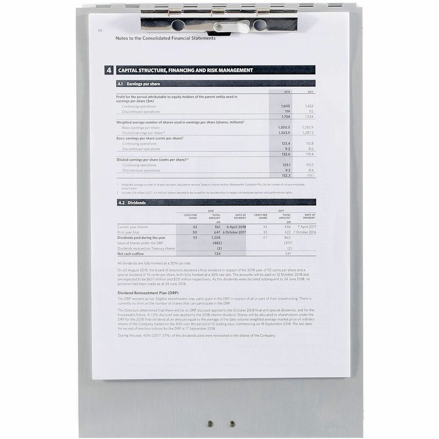 Image of Business Source Clipboard, Storage, 9-1/5"x1-1/2"x14", Silver
