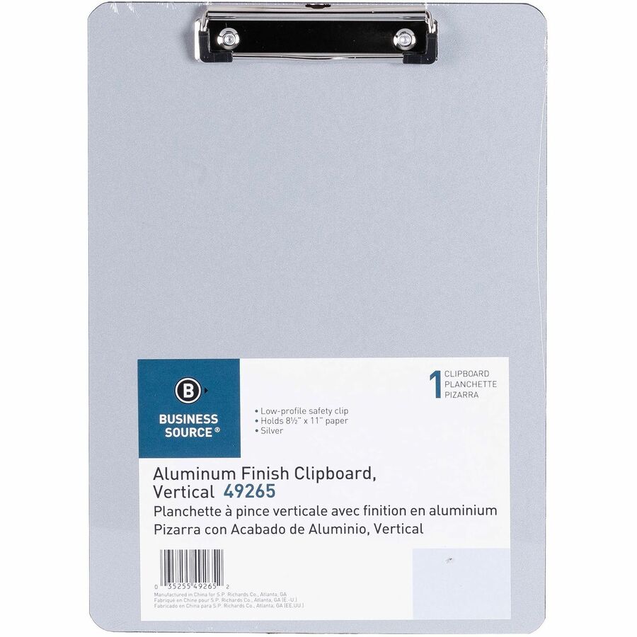 Image of Business Source Clipboard,1/2" Safety Clip,Plastic,12-2/5"x8-9/10"x1/10",SR