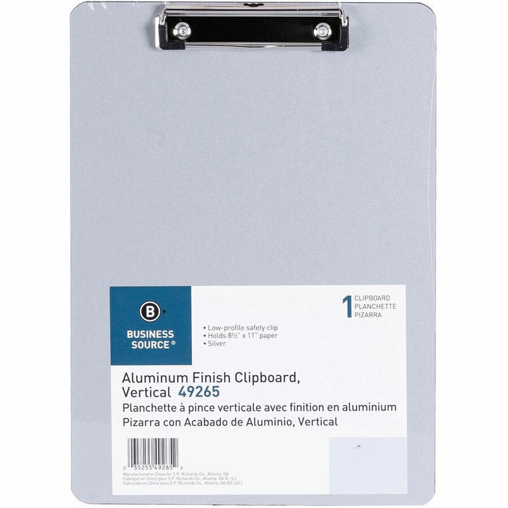 Image of Business Source Clipboard,1/2" Safety Clip,Plastic,12-2/5"x8-9/10"x1/10",SR